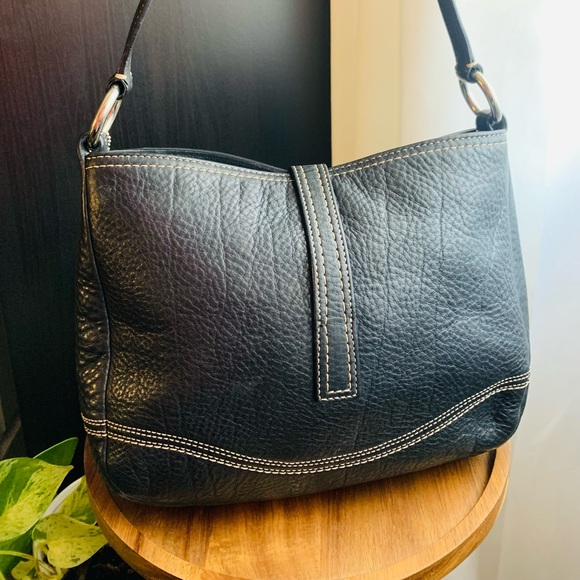 Coach Hamilton Black Pebbled Leather Shoulder Bag 2008 Y2K - Picture 3 of 6